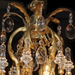Crystal and Bronze Chandelier Close Up of Top