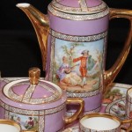 Porcelain Tea Set Close Up of Tea Pot