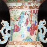 Rose Medallion Vases 19th Century Close Up of Neck