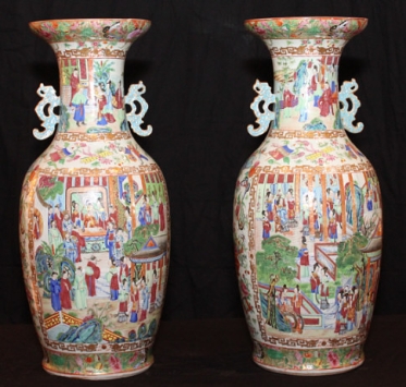 Rose Medallion Vases 19th Century