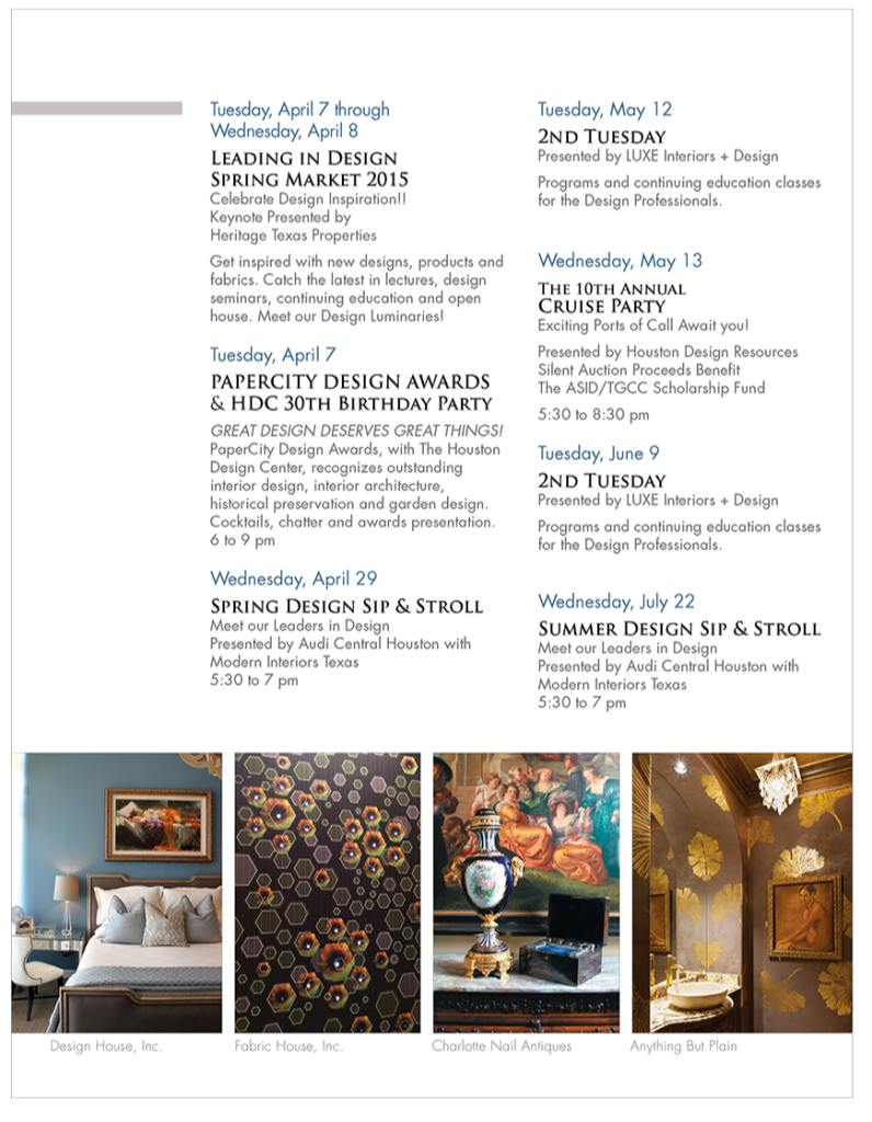 The Houston Design Center 2015 Event Calendar