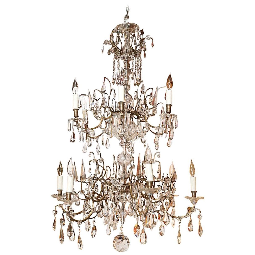 Antique Venetian Bronze and Crystal Chandelier
