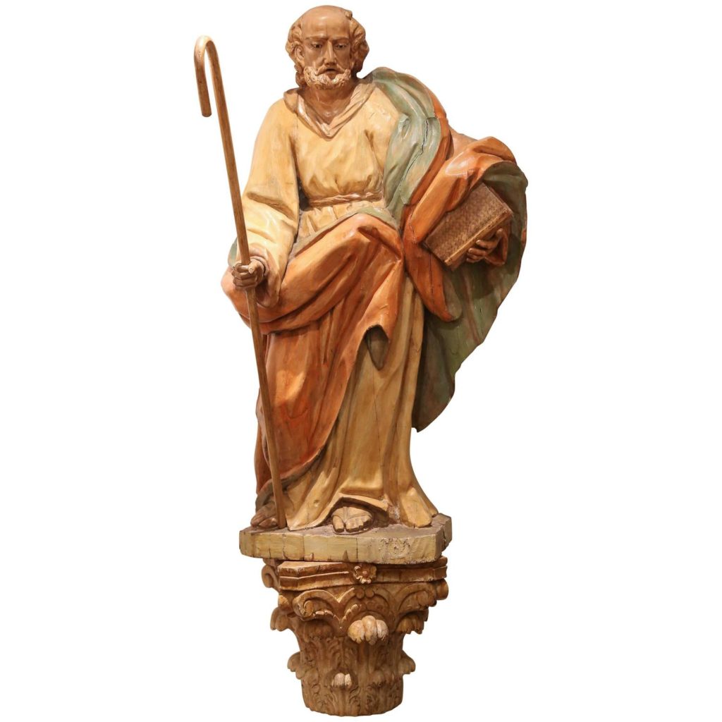 18th Century Wooden Carved Statue of a Disciple of Christ