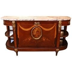 Louis XVI Style Gilt Bronze Mounted Mahogany and Marquetry Inlaid Commode